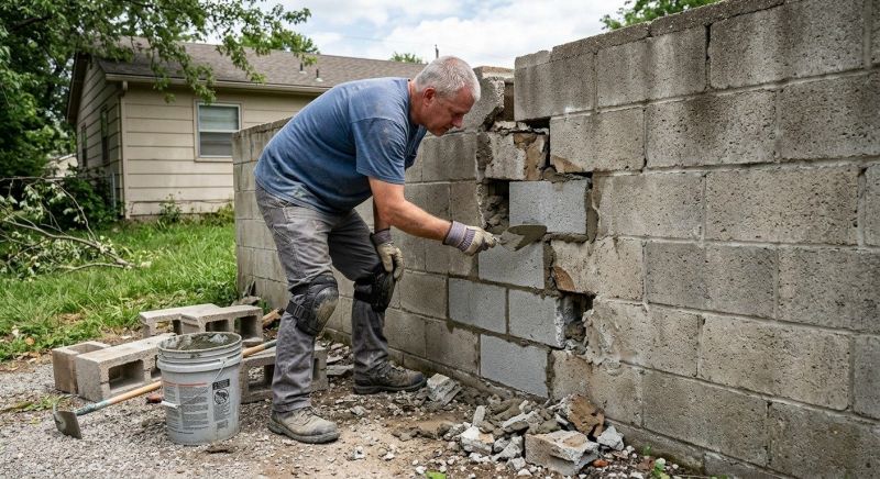 Cinder Block Wall Repair in Carmichael, CA
