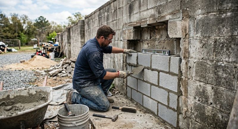 Cinder Block Wall Repair in Wilton, CA